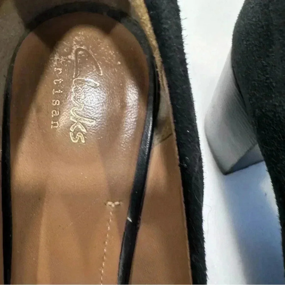 Clarks Artisan Tarah Brae Pump Slip on Black Suede patent Leather Women's 8.5 M - Picture 4 of 11